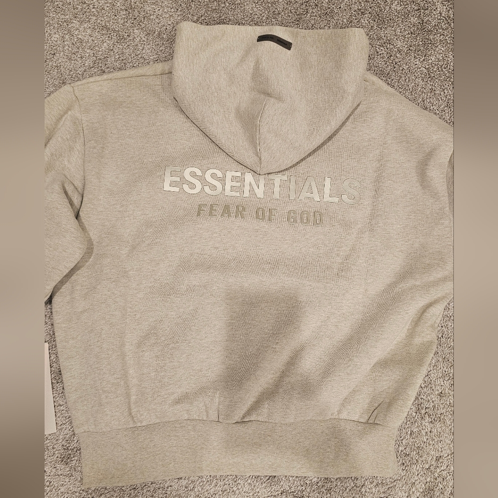 Fear of God Essentials Light Gray Hooded Sweatshirt